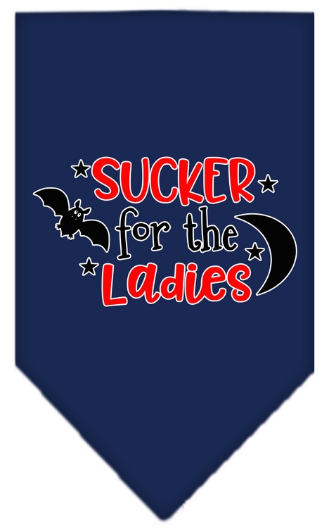 Sucker for the Ladies Screen Print Bandana Navy Blue Small